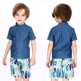 Teddy Kids392 Rash Guard, Kids, Boys, Girls, Short Sleeve, Amphibious, Sunburn Protection, navy