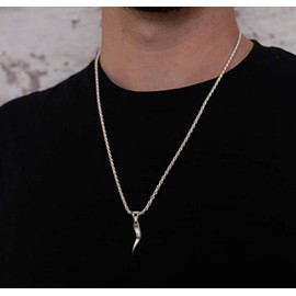 US Jewels Men's 925 Sterling Silver Triangular Italian Horn Pendant, 28mm