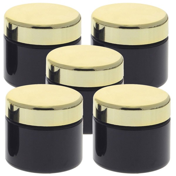 5 Purple Glass Jars 100 ml with Gold Lid Kosmetex