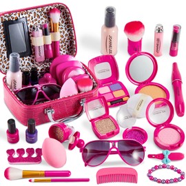 LINFUN KIDS Children's Make-Up Set Girls with Vanity Case, Make Up Toy Children's Cosmetics, Children's Make-Up Princess Role Play Gift for Girls 3 4 5 6 7 8 Years