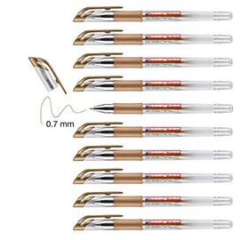 edding 2185 gel roller - copper - box of 10-0.7 mm - gel Pen for Writing, Drawing, colouring mandalas, Bullet Journals - glitter gel Pen, colour gel Pen