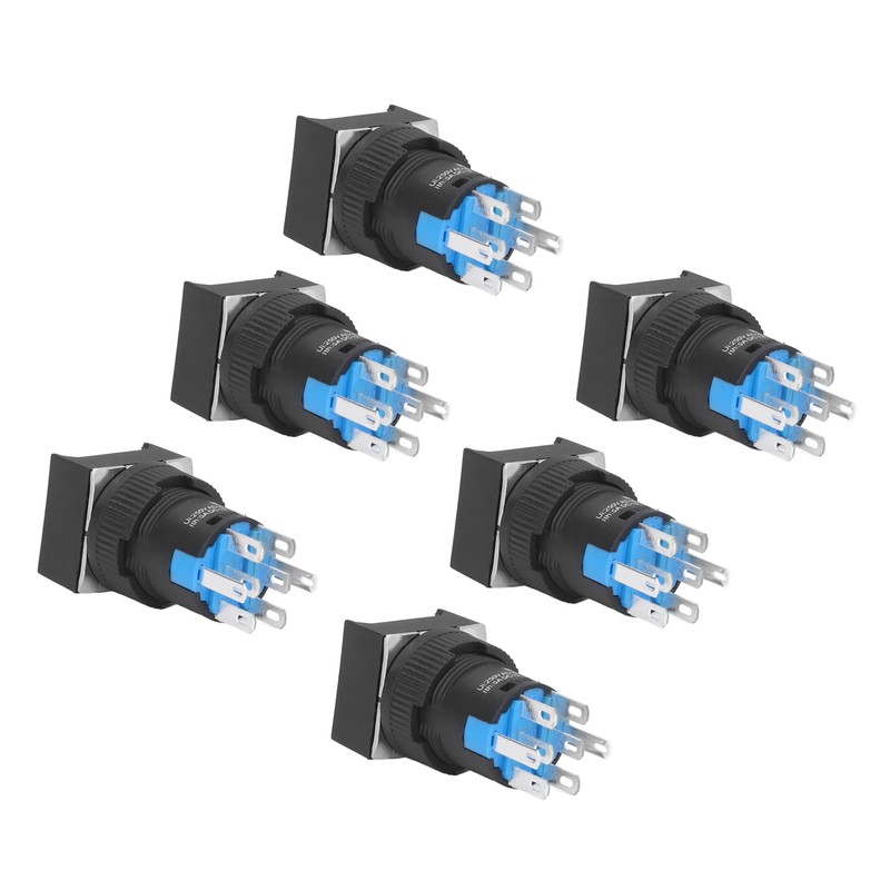 25PCS Push Button Switch with Light 16mm Square Self Locking