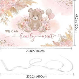 Bear Baby Shower Party Backdrop We Can Bearly Wait Banner Teddy Bear Photography Background Gender Reveal Party Decorations Props