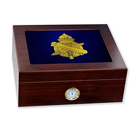 ExpressItBest Premium Desktop Humidor - Glass Top -US Army Civil Affairs, branch insignia