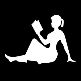 EvolveFISH Silhouette of Girl Reading Weatherproof Vinyl Decal - [White][5"]