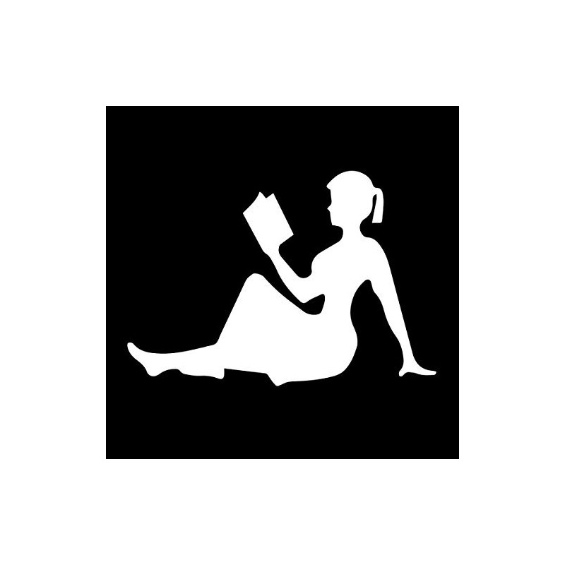 EvolveFISH Silhouette of Girl Reading Weatherproof Vinyl Decal - [White][5"]