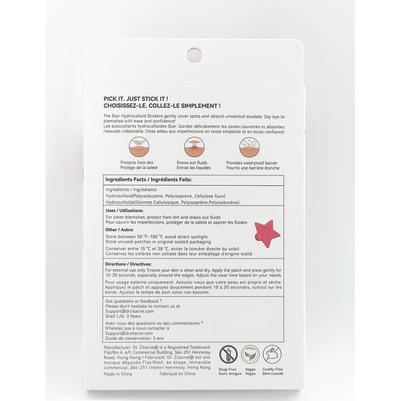 Parches de acné hidrocoloide 5 tamaños – Dr. Zitacne DR-510