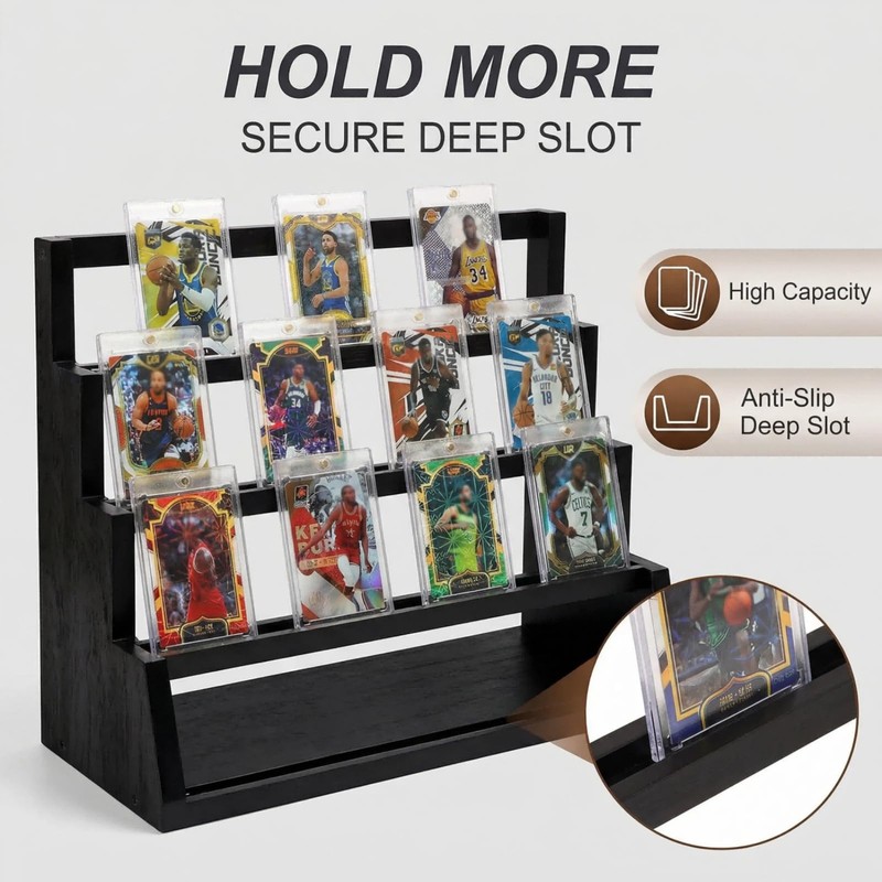 WQLLWFC 4 Tier Wooden Card Display Stand
