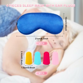 Bliceon 4 Pack Sleep Masks - Adjustable Blackout Eye Masks for Sleep, Travel & Naps - Includes Ear Plugs, Perfect for Men and Women (Black, Pink, Blue, Purple)