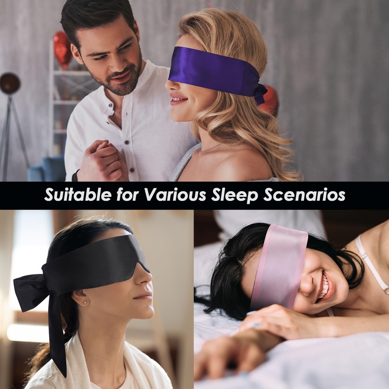 FRESHME 2 Pack Satin Sleep Mask Soft Adjustable Lightweight Silk
