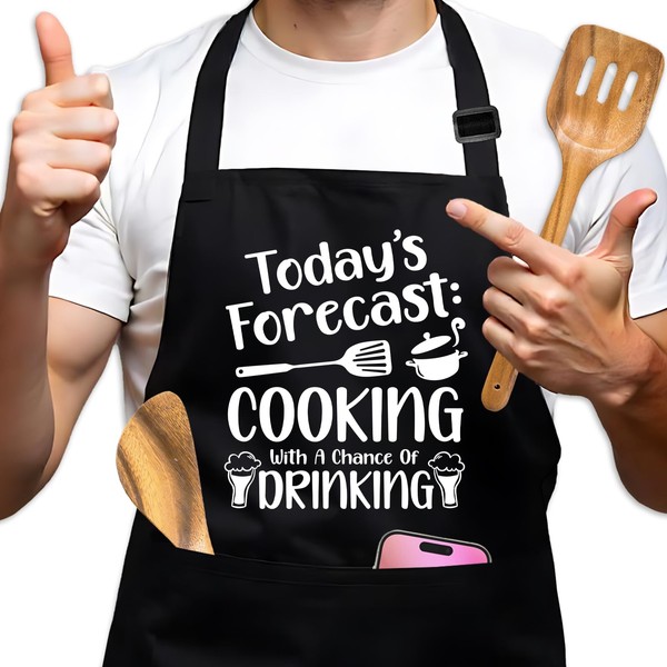 GOSJINNK Funny Cooking Aprons for Men, Today's Forecast Cooking with