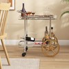 Tangkula Bar Cart for The Home, 2-Tier Rolling Tempered Glass