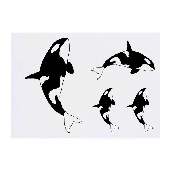 4 x 'Killer Whale' Temporary Tattoos - Water Resistant, Skin-Safe,