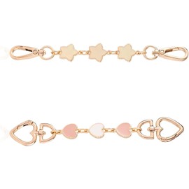 2 Styles Bag Extender Chains, Exquisite Purse Strap Extenders Heart Start Shape Pattern Purse Extender Chain Replacement Accessories Charms Alloy Chain Strap for Handbags Purses Shoulder Bag (A)