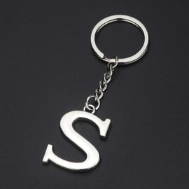 Initial Letter Keychain Alphabet Key Rings Zinc Alloy Letter Charm Keychain for Women (Silver, One size)