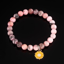 HUTIMY Sunflower Bracelet Gifts for Women Her Adults Best Friends Birthday Mom Sunflower Jewelry, Medium, Zinc, no gemstone