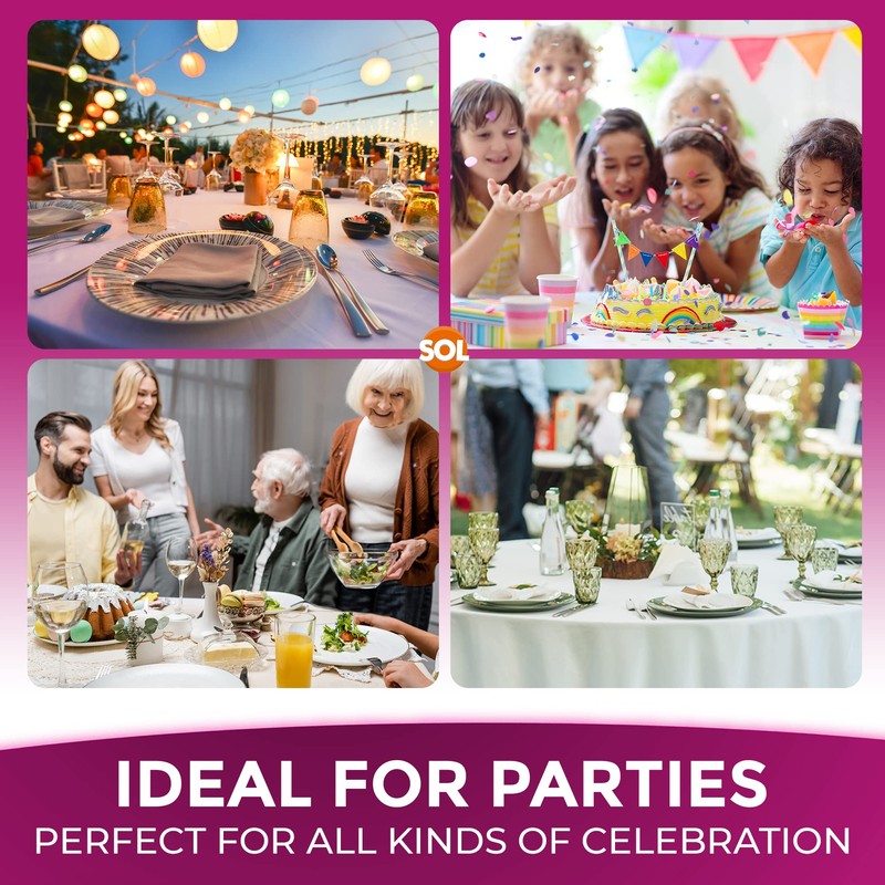 3pk White Round Table Cloth Disposable | 140cm Party Round