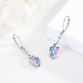 Butterfly Earrings 925 Sterling Silver Cute Butterfly Dangle Earrings Butterfly Jewellery Gifts for Women Girls Butterfly Earring, Sterling Silver
