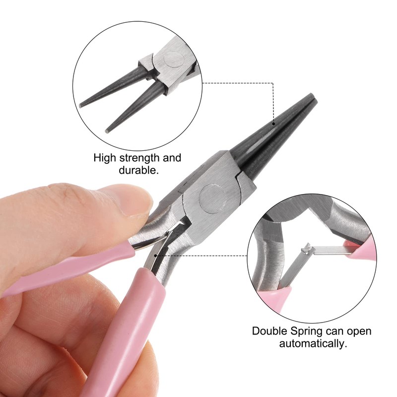 sourcing map Mini Round Needle Nose Pliers 4.5 Inch Conical