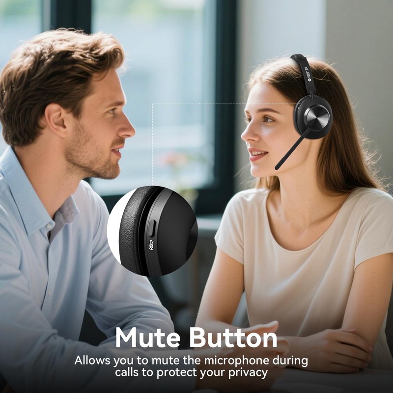 Wireless Headset with Mic for Work,Wireless Computer Headset(Bluetooth V5.3 +
