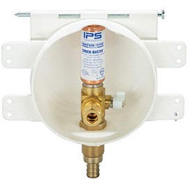 Water-Tite 87937 Mini Round Outlet Box - Quarter-Turn Brass Arrester Valve, 1/2-Inch F1807 PEX x 3/8-Inch Compression, White Plastic