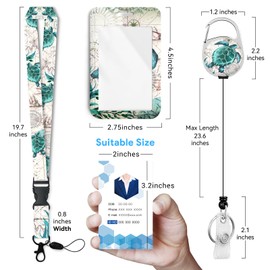 Sea Turtle Badge Holder with Retractable Reel and Breakaway Lanyard，Badge Clips Retractable Heavy Duty Badge Reel，Funny Keychain，ID Holder with Breakaway Lanyard for School Nurse Office Teen