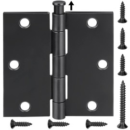 TICONN 48-Pack 3.5 Inch Door Hinges with Square Corner, 3-1/2 x 3-1/2 Inch Iron Bifold Residential Doors Hardware (Square Corner, Matte Black, 48 Pack)
