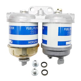 Saihisday Dual Double Fuel Filter Tractor Fuel Filter CAV Style Assembly Replacement for Ford Tractor Models 2000 2600 3000 3600 Compatible With New Holland NH Universal With Bowl