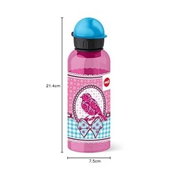 Emsa Emsa Kinder-Trinkflasche 518130 | 600 ml | Sicherheitsverschluss | 100 % dicht | BPA frei | Teens Birdy Bow | Tritan, Vogel, 7.5 x 7.5 x 21.4 cm