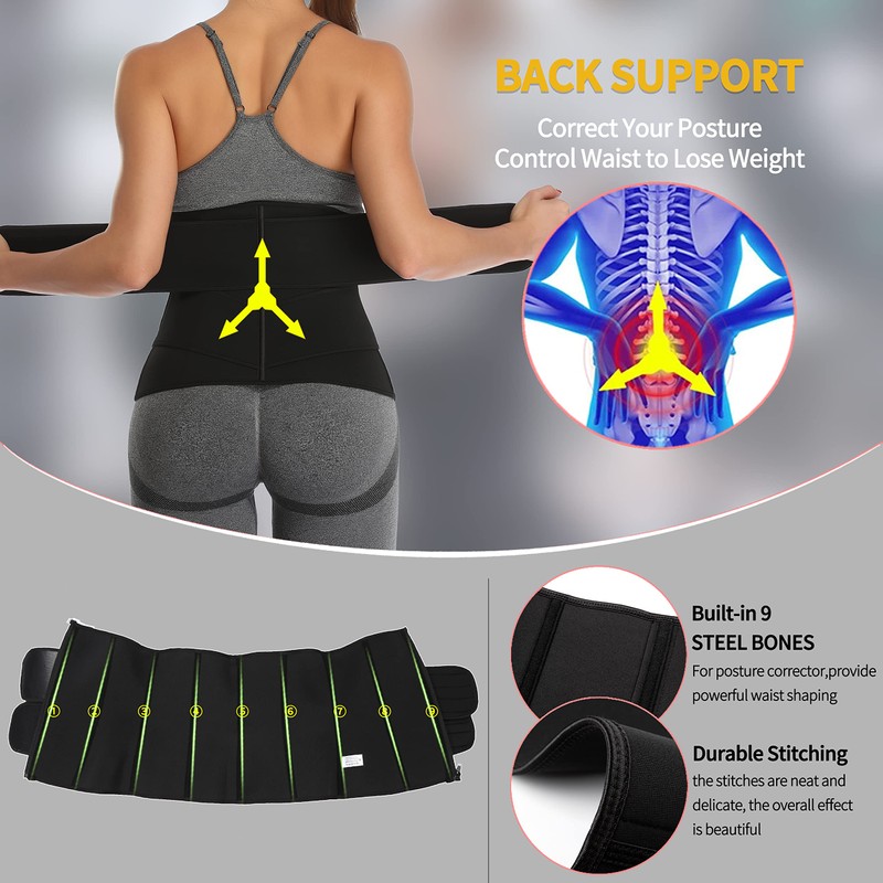 KIWI RATA Neoprene Sauna Waist Trainer Corset Sweat Belt with