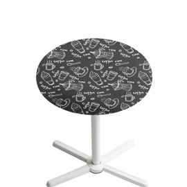 Garucesta 24 x 24 Inch Cocktail Table Topper Covers Small Round Table Cloth with Elastic Fit Washable Table Cloth Decorative Table Topper for Bar Pub Party, Mocha Pot Coffee Time Print