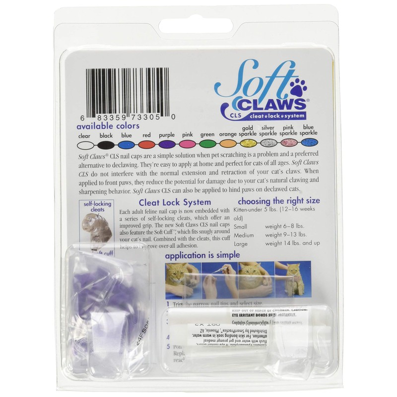 Feline Soft Claws Cat Nail Caps Take-Home Kit, Medium, Purple
