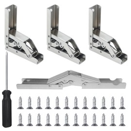 Hinges 90 Degree Cabinet Folding Hinge Pack of 4 Hidden Table Holder Hinge Folding Shelf Hinges 90/180 Degree Opening Angle with Screwdriver and 24 Screws