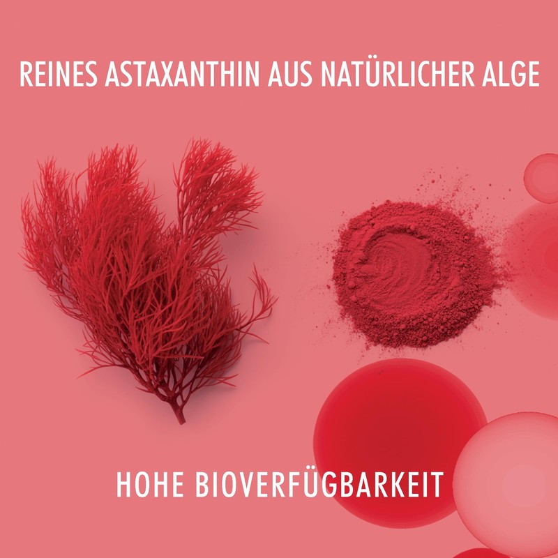 Astaxanthin Hochdosiert 20mg pro Tagesdosis – Natürliches Nahrungsergänzungsmittel aus Haematococcus