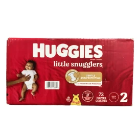 Huggies Little Snugglers Size 2 Diapers 72 Ct Leak Free Comfort 12-18 lbs