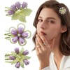 3PCS Pearl Mini Small Hair Clips,Retro Purple Flower Sophistication Hair