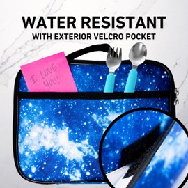Fenrici Galaxy Lunch Box for Boys, Kids, Boy's Lunch Box for School, Insulated Lunch Bag for Preschool, K-6, Soft Sided Compartments, Spacious, BPA Free, Food Safe,10.8in x 8.5in x 2.8in, Blue