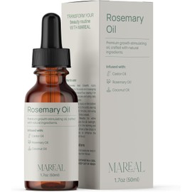 Aceite de Romero Orgánico para El Crecimiento Del Cabello Con Aceite de Coco Y Castor Oil Perfecto para Cabello Seco, Dañado Y Fino Textura Ligera 100% Puro Y Natural 50 Ml