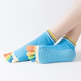 Women's Professional Anti-slip Five-Toe Yoga & Pilates Mid-Calf Socks for All Seasons Size/Solid Color - Light Purple 20ea