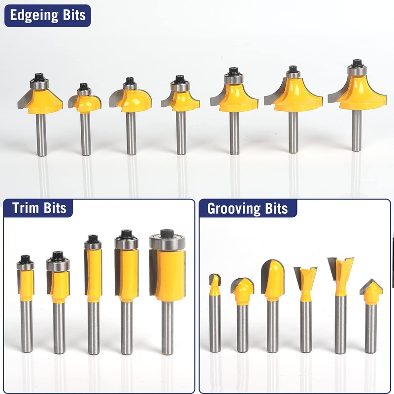 MNA Router Bits 35 Pcs Set, 35 Pieces 1/4 Inch