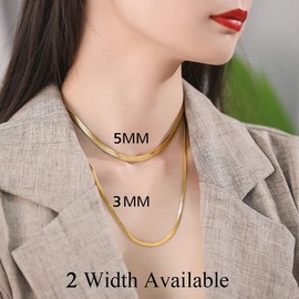 FindChic Women's Choker Snake Chain Necklace 32 cm 38 cm 46 cm Choker Necklace in Silver Gold-Plated Rose, Gold, Black Jewellery Box for Mum, Girlfriend, Model, Stainless Steel