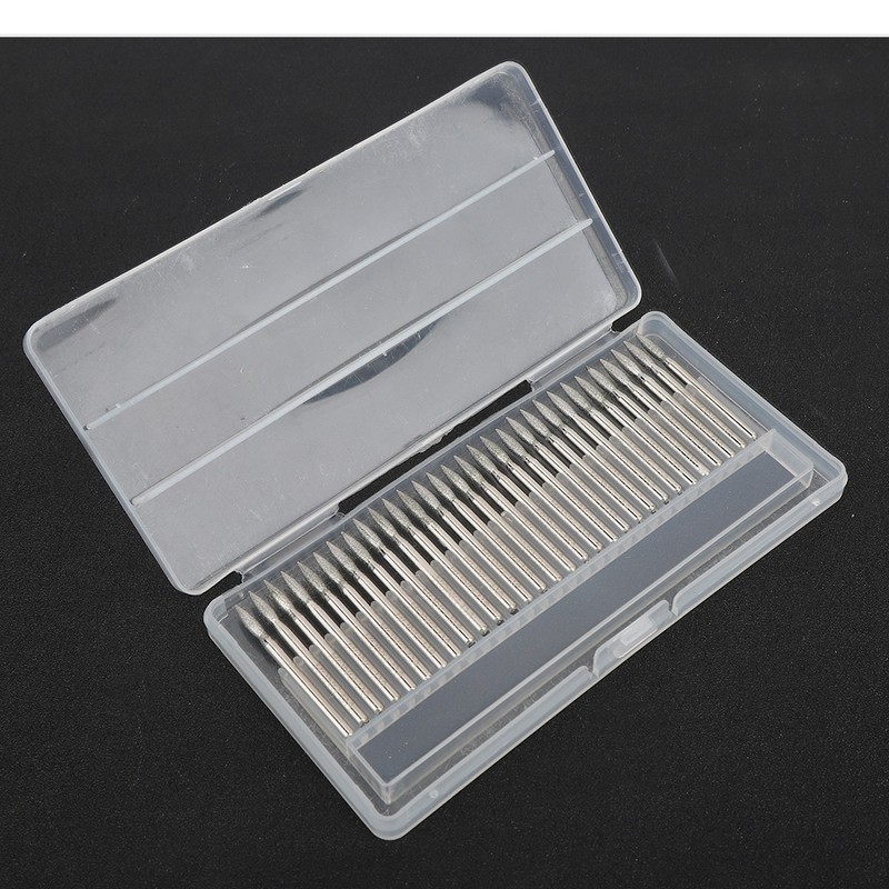30pcs 150Grit Tip Diamond Grinding Bits 3mm Electric Grinder Carving