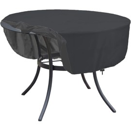 Round Table Cover Waterproof 600D Suitable for Patio Round Table，Anti-Fading Cover for Outdoor Furniture Round Table (Round: 32"D X 12"H)
