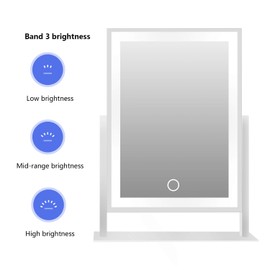 durup Lighted Makeup Mirror Hollywood Mirror Vanity Makeup Mirror with Lights Smart Touch Control 3-Gear Dimable Light 360°Rotation (12in. White)