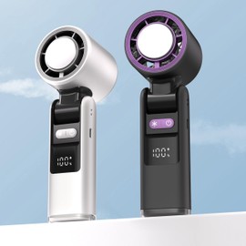 YG Culture Portable Handheld Turbo Fan, 100 Gear Wind, USB Rechargeable, Up to 12 Working Hours, 3 IN 1 Personal Fans with Air Turbo Tech Cooling Fan for Outdoor Activities, Travel, Working (Gray)