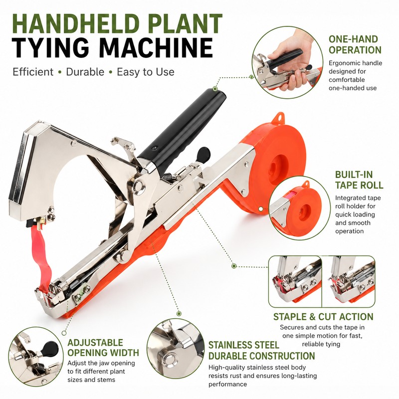 Plant Tying Machine for Garden Support – Handheld Tapener Tool