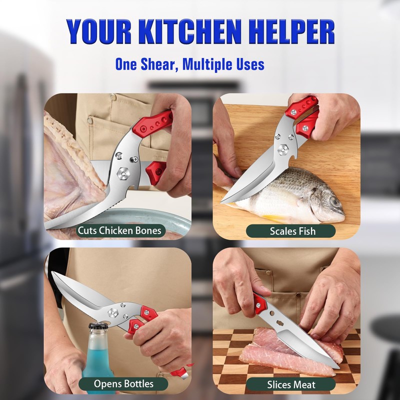 GladJoJoY Heavy Duty Poultry Shears – Effortless Chicken Cutting, Bone