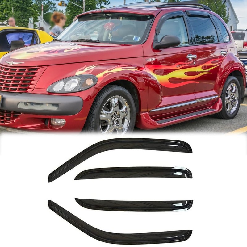 Puermto 94511 Sunproof Waterproof Side Window Wind Deflector, 4pcs Protective