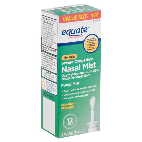 Equate No Drip Severe Congestion Nasal Mist, 1 fl oz