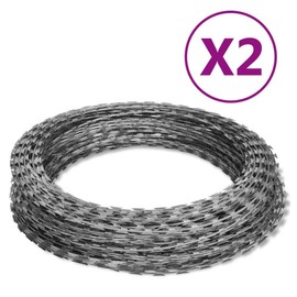 FAMIROSA NATO Razor Wires Helical Wire Rolls 2 pcs Galvanized Steel 196.9' 22.44 lbs